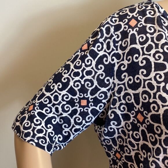 LOFT Ann Taylor linen printed short sleeve t-shirt, size M. - Picture 2 of 7